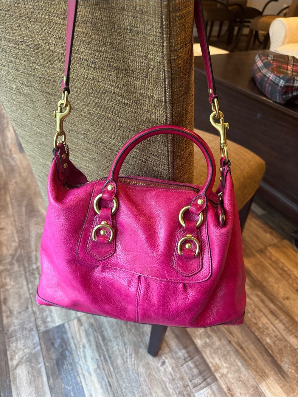 Coach Madison Sabrina hot pink satchel bag purse with matching wallet hangtag - Picture 5 of 14
